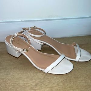 Low white ankle strap LuLus heels
